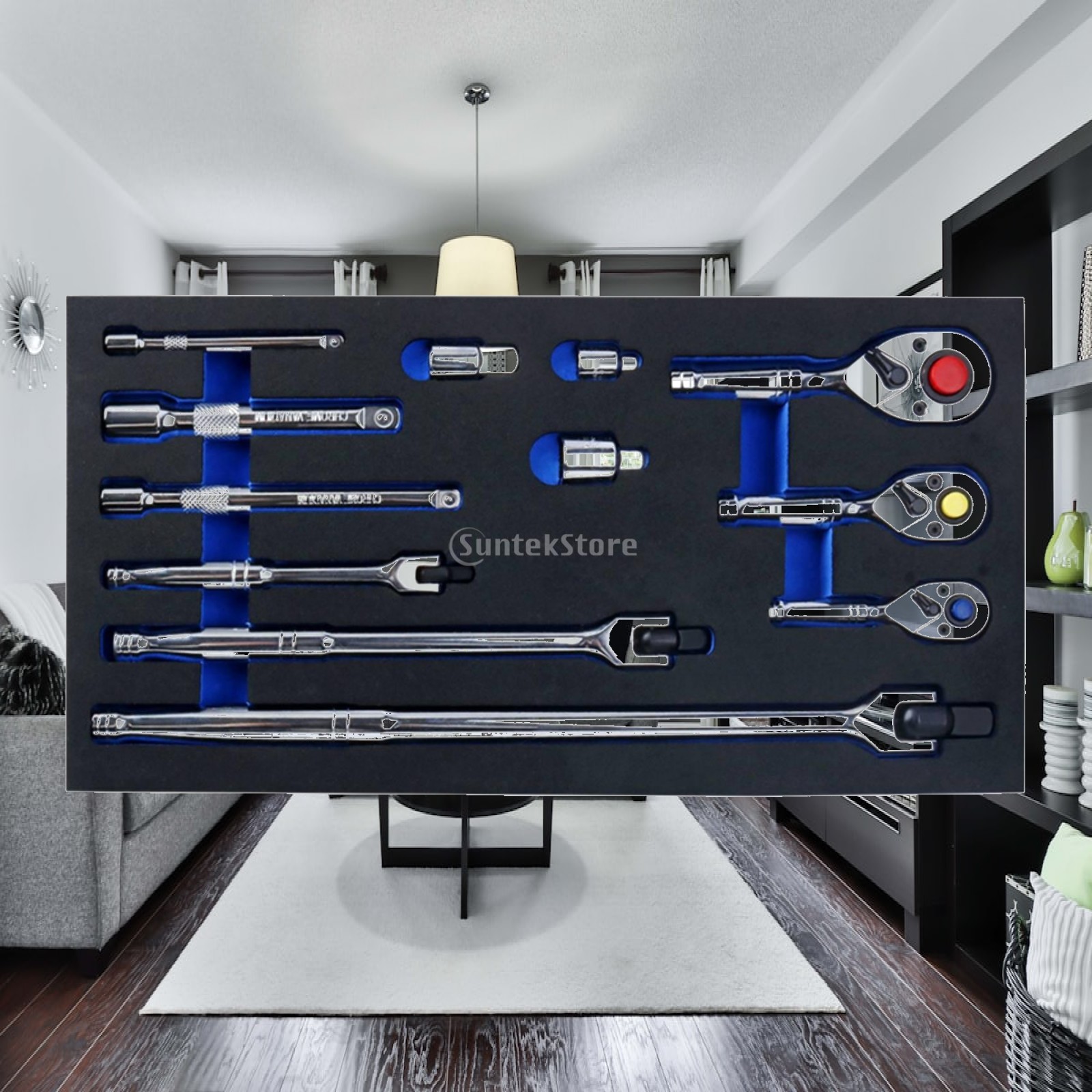 Socket Set - 12-delige ratelgereedschapset met verlengstangen, draagbare dopsleutelset